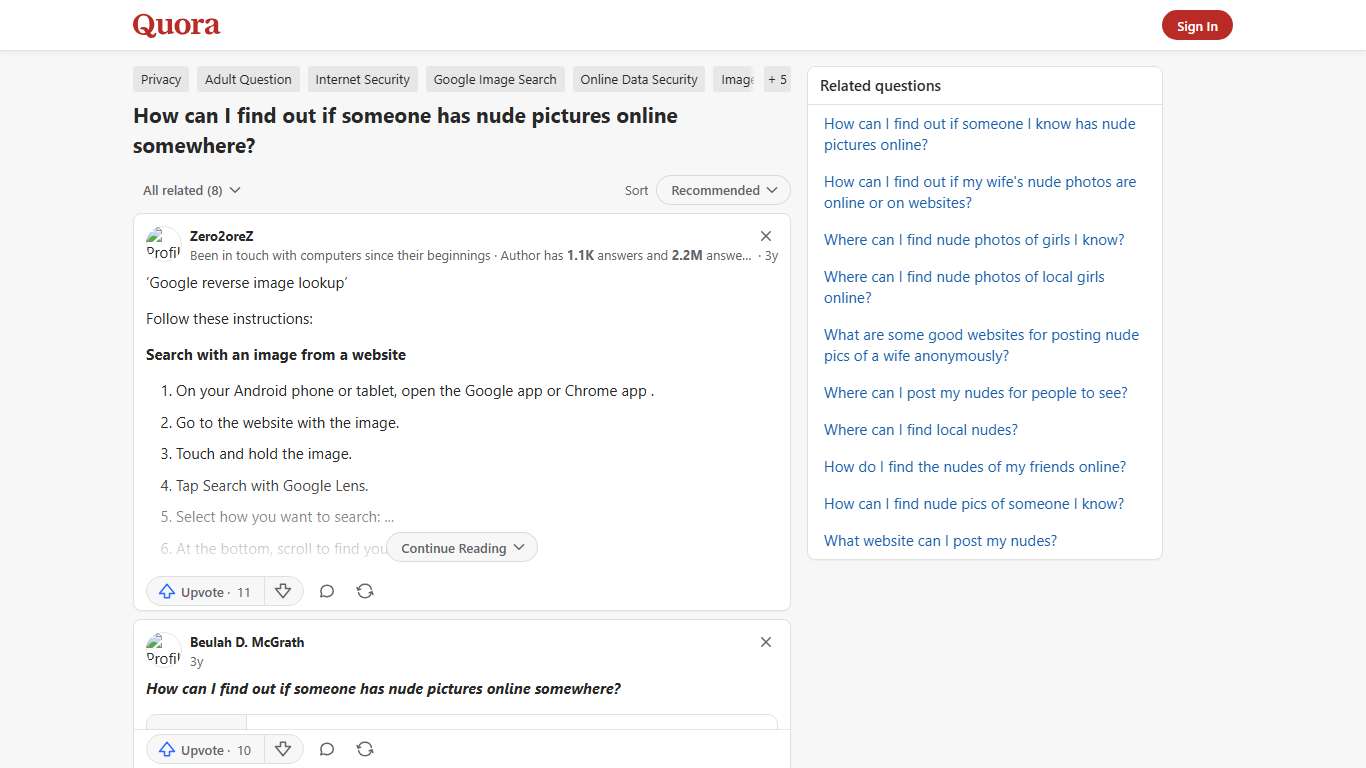 How to find out if someone has nude pictures online somewhere - Quora